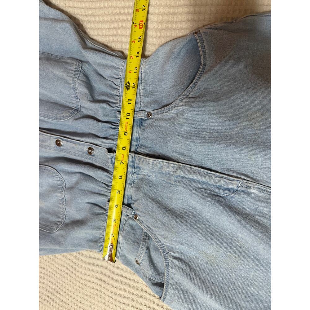 VTG AMI 90s Western Wear Med Wash Denim Short Sleeve Mini Dress Cotton Size 10 - Picture 11 of 15